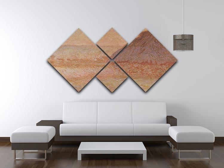 Haystacks at sunset by Monet 4 Square Multi Panel Canvas - Canvas Art Rocks - 3