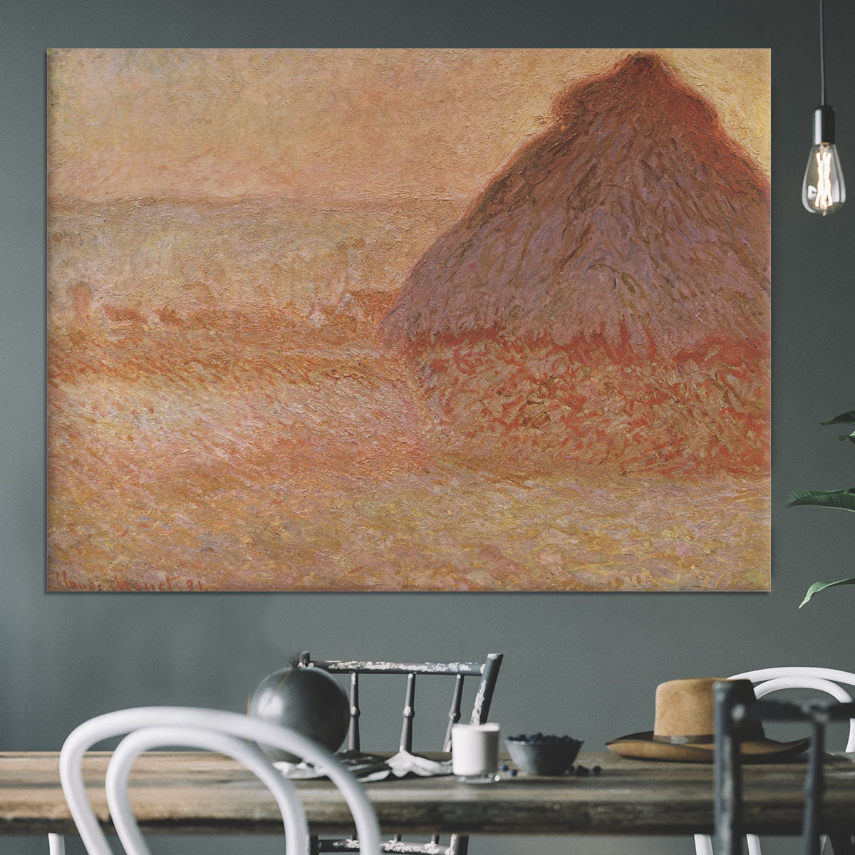 Haystacks at sunset by Monet Canvas Print or Poster - Canvas Art Rocks - 3