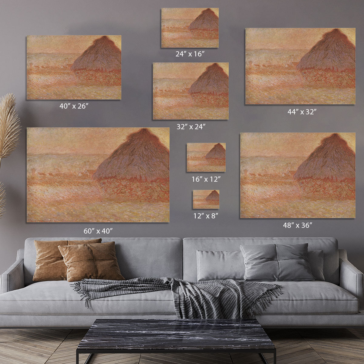 Haystacks at sunset by Monet Canvas Print or Poster - Canvas Art Rocks - 7