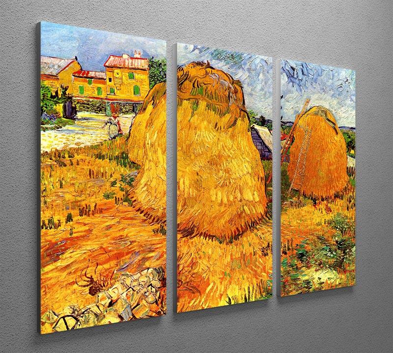Haystacks in Provence by Van Gogh 3 Split Panel Canvas Print - Canvas Art Rocks - 4
