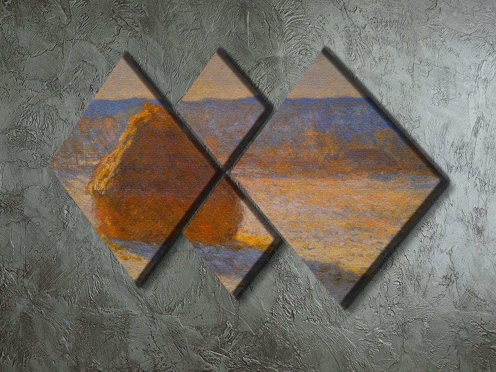 Haystacks in Snow by Monet 4 Square Multi Panel Canvas - Canvas Art Rocks - 2