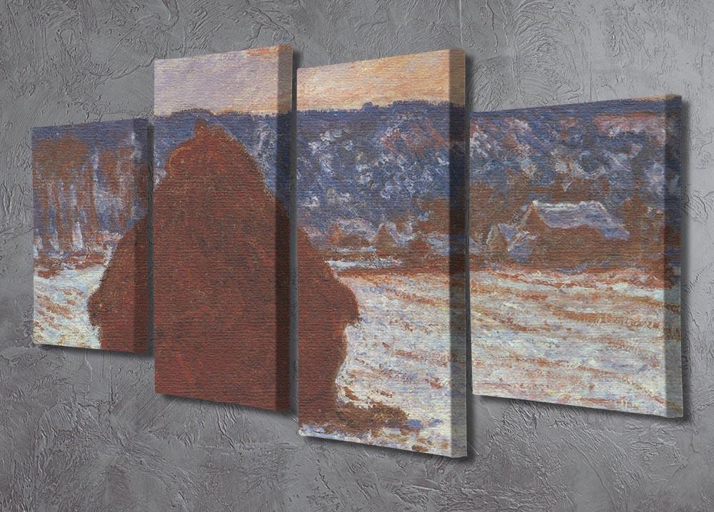 Haystacks snow covered the sky by Monet 4 Split Panel Canvas - Canvas Art Rocks - 2