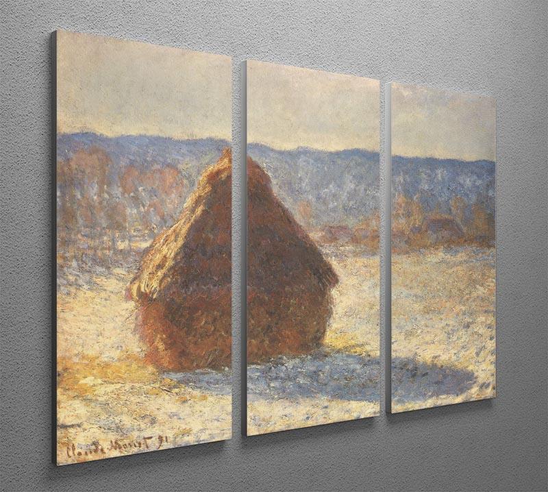 Haystacks snow morning by Monet Split Panel Canvas Print - Canvas Art Rocks - 4