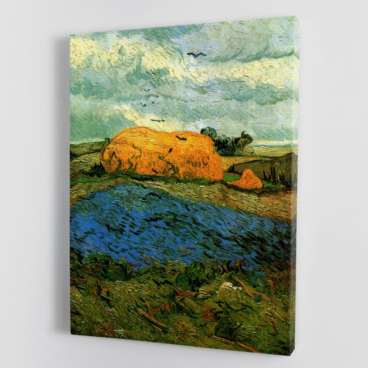 Haystacks under a Rainy Sky by Van Gogh Canvas Print or Poster - Canvas Art Rocks - 1