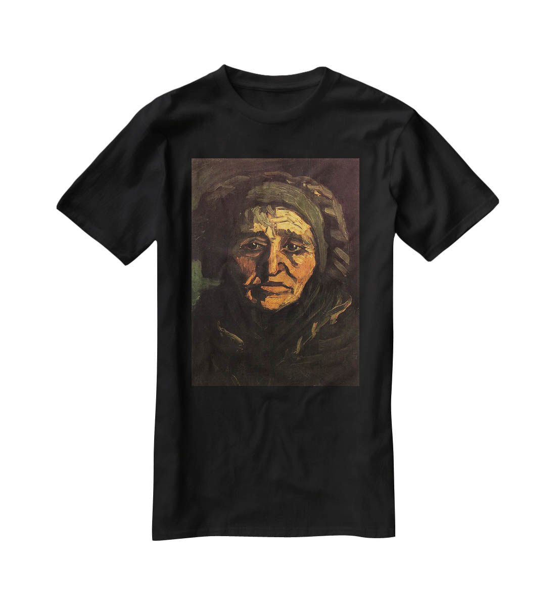 Head of a Peasant Woman with Greenish Lace Cap by Van Gogh T-Shirt - Canvas Art Rocks - 1