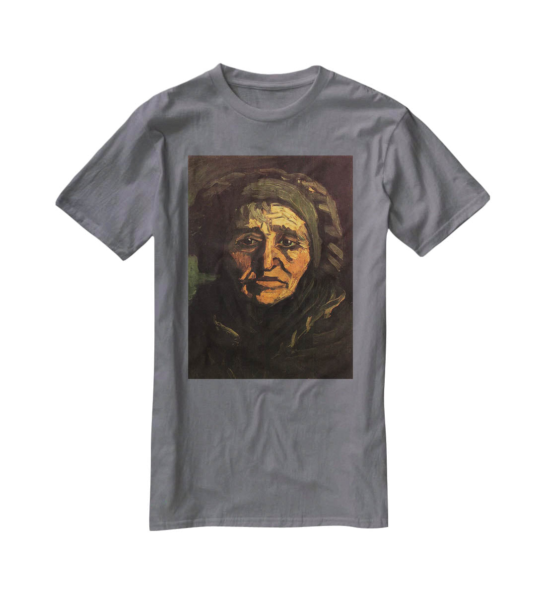Head of a Peasant Woman with Greenish Lace Cap by Van Gogh T-Shirt - Canvas Art Rocks - 3