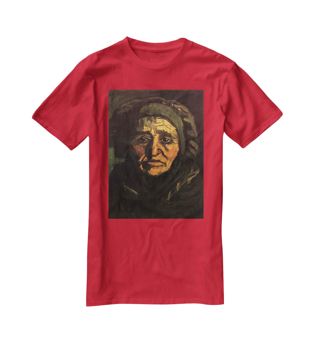 Head of a Peasant Woman with Greenish Lace Cap by Van Gogh T-Shirt - Canvas Art Rocks - 4