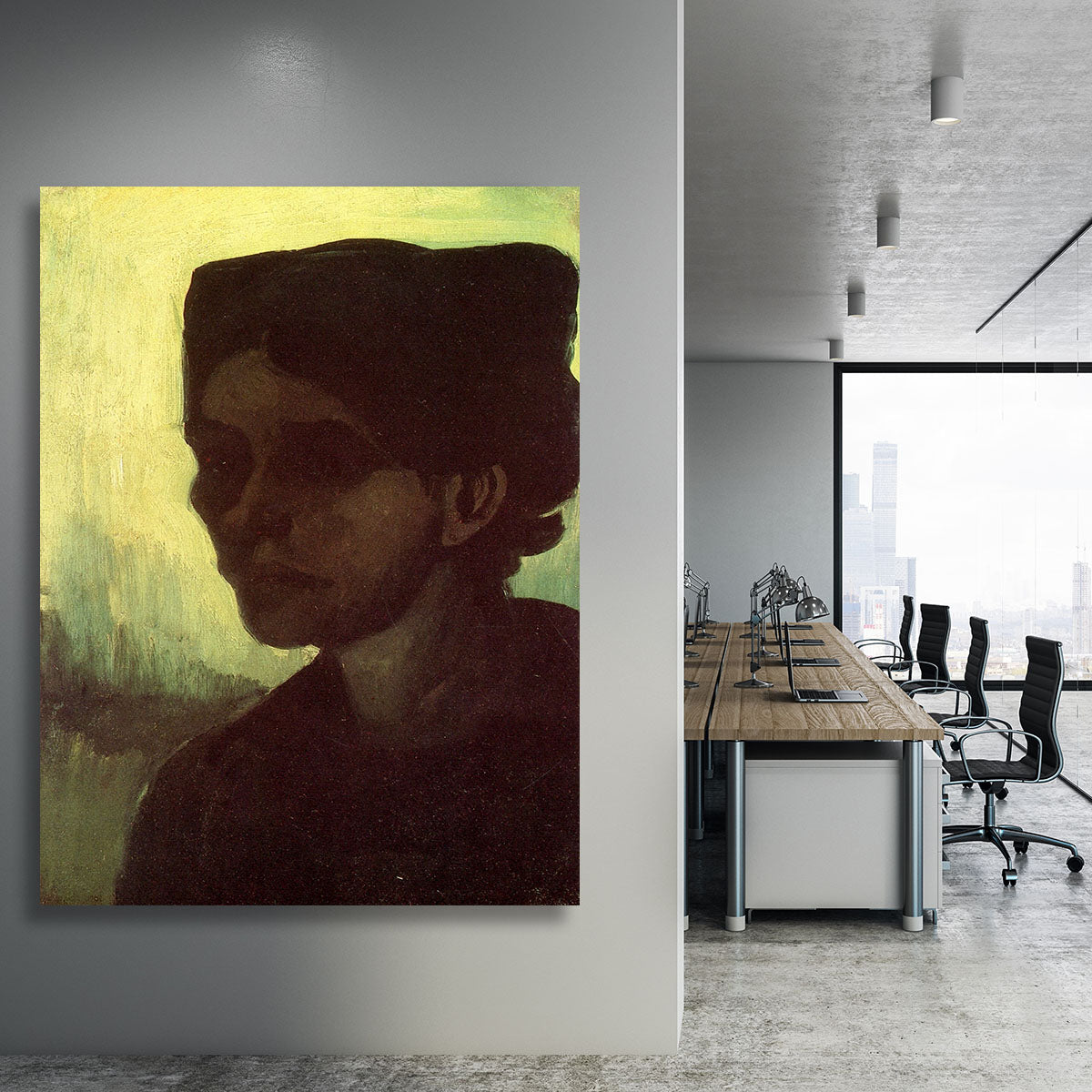 Head of a Young Peasant Woman with Dark Cap by Van Gogh Canvas Print or Poster - Canvas Art Rocks - 3