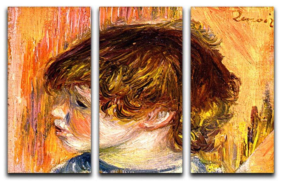 Head of a young girl by Renoir 3 Split Panel Canvas Print - Canvas Art Rocks - 1
