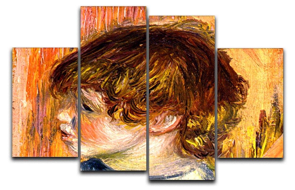 Head of a young girl by Renoir 4 Split Panel Canvas  - Canvas Art Rocks - 1