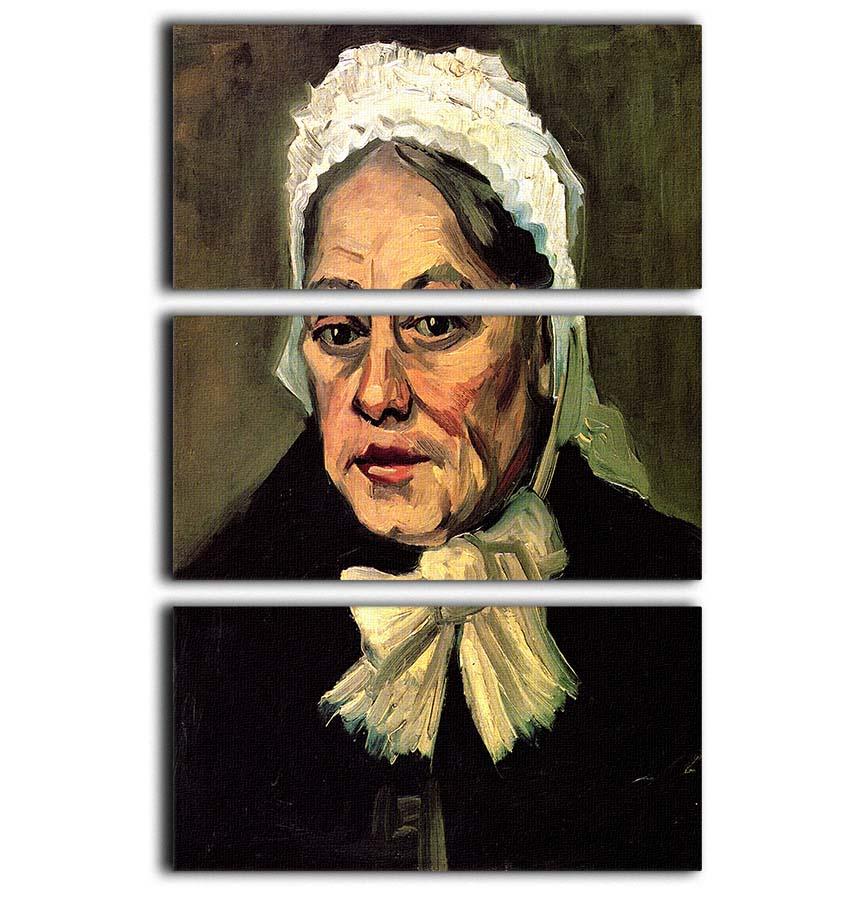 Head of an Old Woman with White Cap The Midwife by Van Gogh 3 Split Panel Canvas Print - Canvas Art Rocks - 1