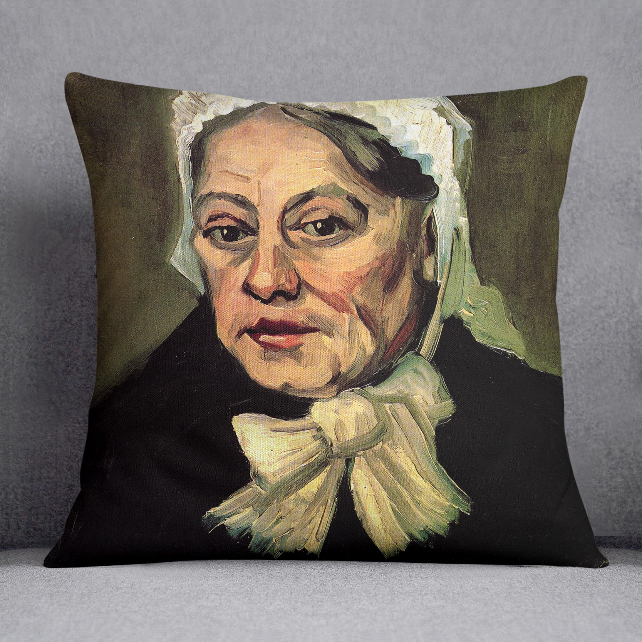 Head of an Old Woman with White Cap The Midwife by Van Gogh Cushion