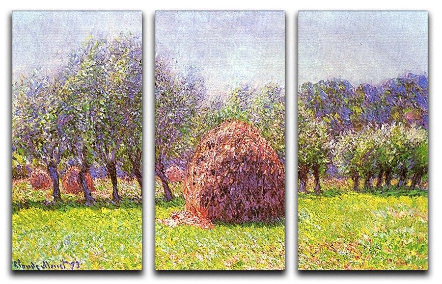 Heap of hay in the field by Monet Split Panel Canvas Print - Canvas Art Rocks - 4