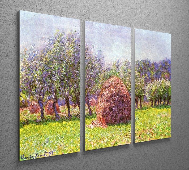 Heap of hay in the field by Monet Split Panel Canvas Print - Canvas Art Rocks - 4