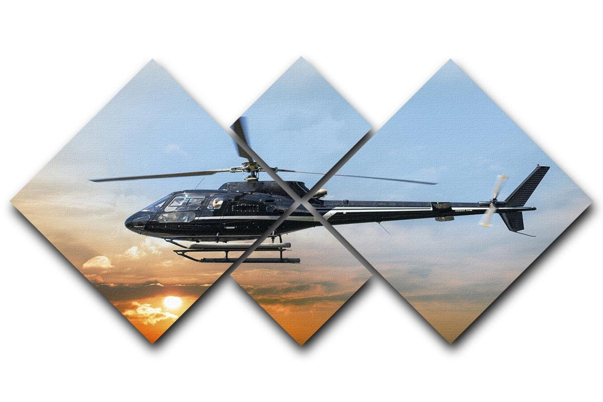 Helicopter for sightseeing 4 Square Multi Panel Canvas  - Canvas Art Rocks - 1