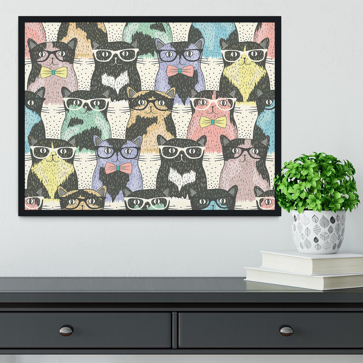 Hipster cute cats Framed Print - Canvas Art Rocks - 2