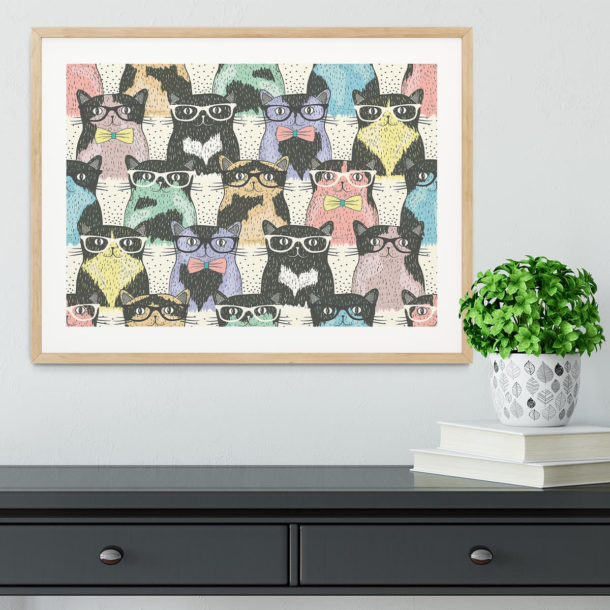 Hipster cute cats Framed Print - Canvas Art Rocks - 3