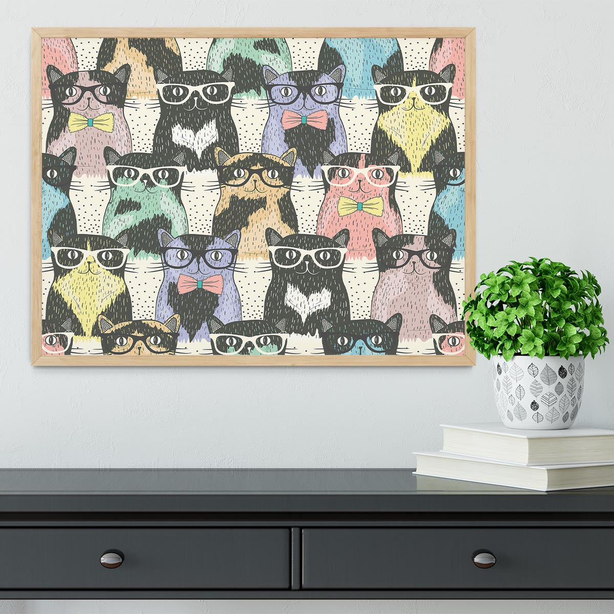 Hipster cute cats Framed Print - Canvas Art Rocks - 4
