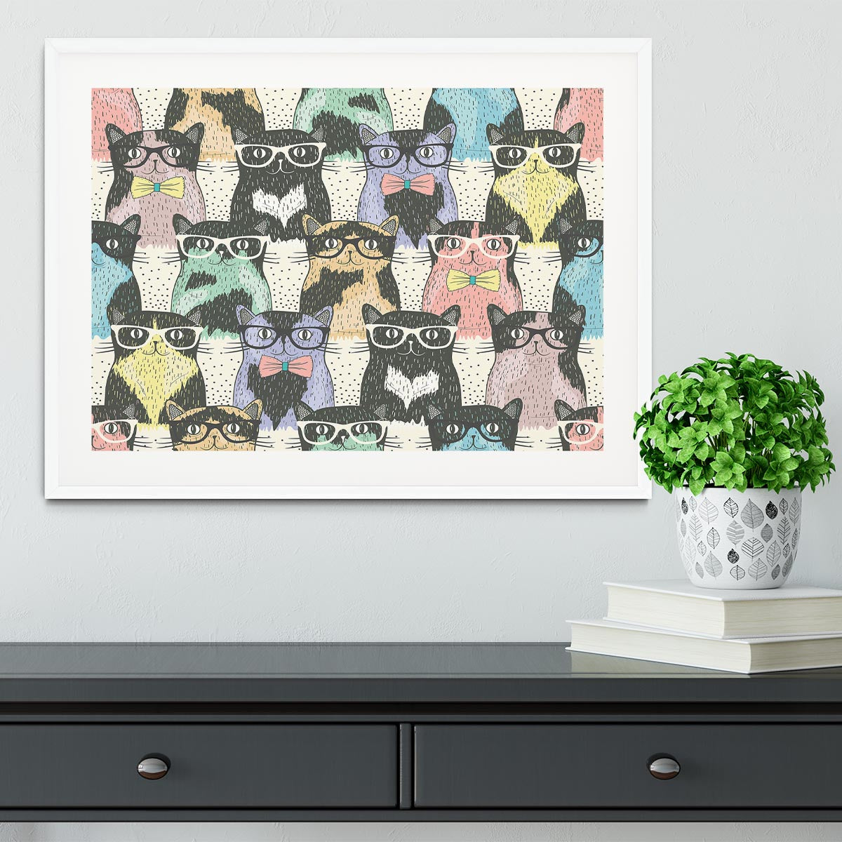 Hipster cute cats Framed Print - Canvas Art Rocks - 5