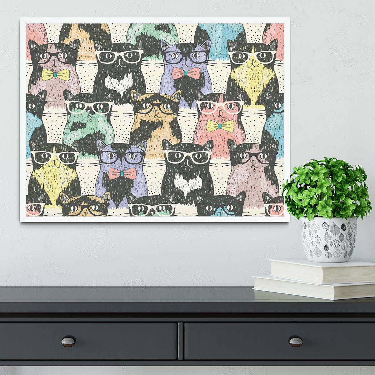Hipster cute cats Framed Print - Canvas Art Rocks -6