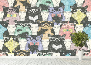 Hipster cute cats Wall Mural Wallpaper - Canvas Art Rocks - 4