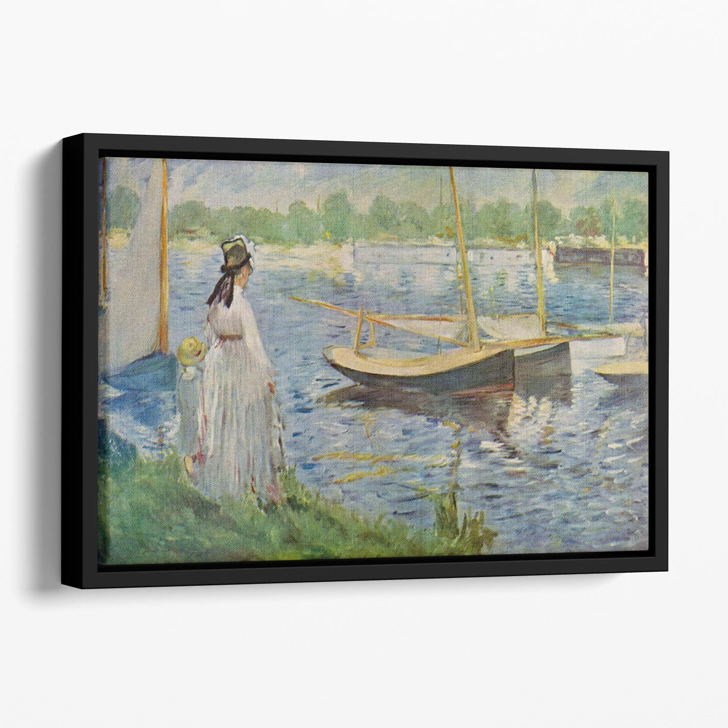 His embankment at Argenteuil by Manet Floating Framed Canvas