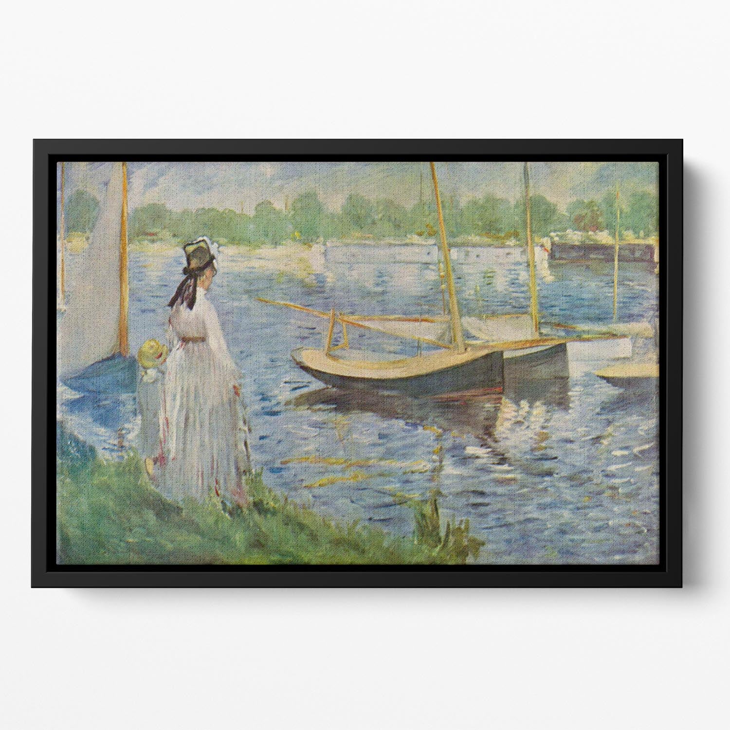 His embankment at Argenteuil by Manet Floating Framed Canvas
