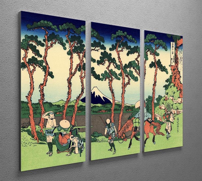 Hodogaya on the Tokaido by Hokusai 3 Split Panel Canvas Print - Canvas Art Rocks - 2