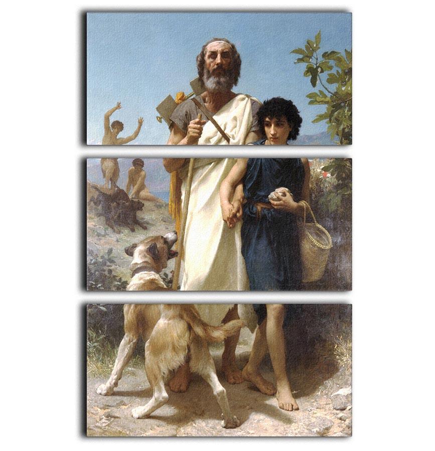 Homer and his Guide 1874 By Bouguereau 3 Split Panel Canvas Print - Canvas Art Rocks - 1