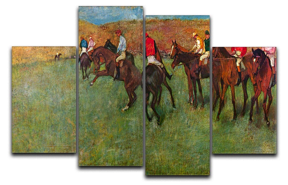 Horse race before the start by Degas 4 Split Panel Canvas - Canvas Art Rocks - 1