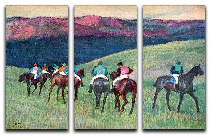 Horse racing The training by Degas 3 Split Panel Canvas Print - Canvas Art Rocks - 1