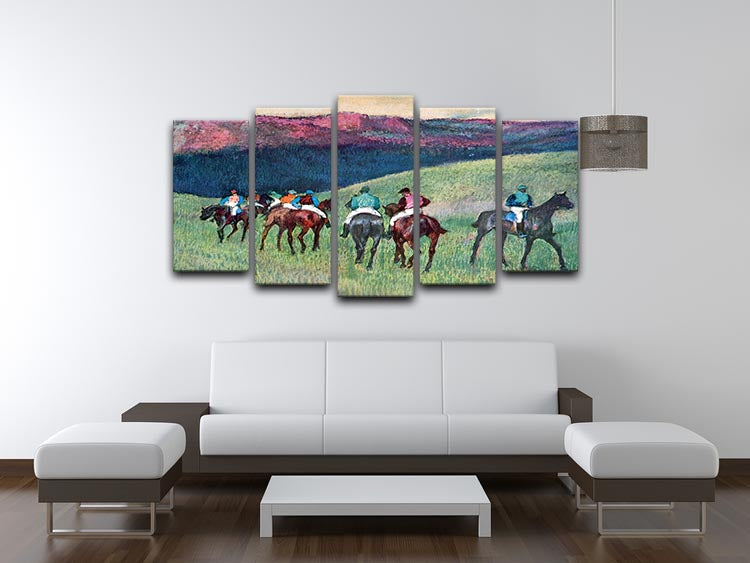 Horse racing The training by Degas 5 Split Panel Canvas - Canvas Art Rocks - 3
