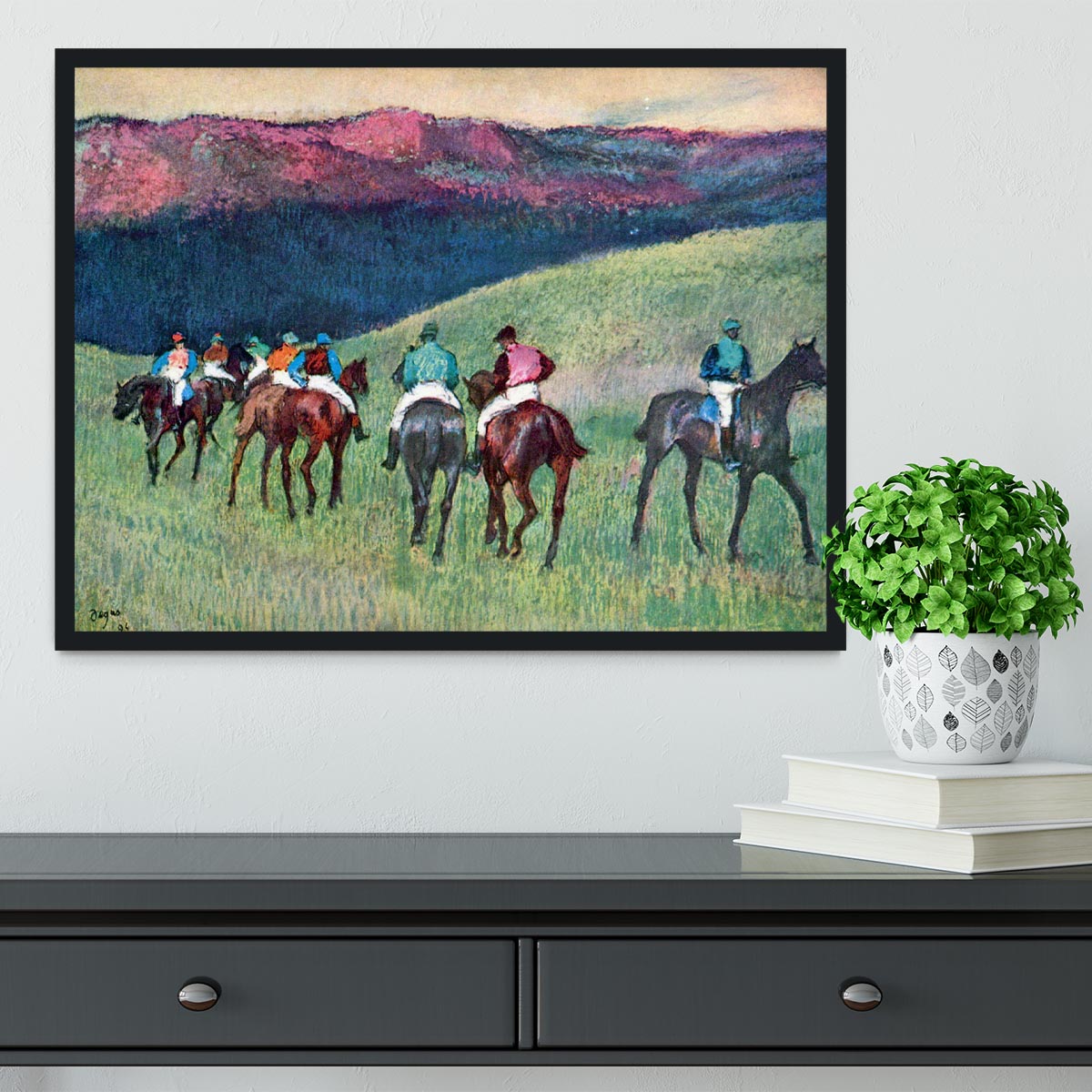 Horse racing The training by Degas Framed Print - Canvas Art Rocks - 2