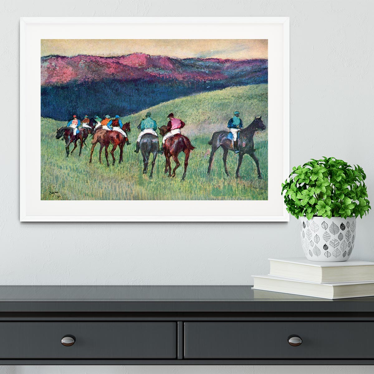 Horse racing The training by Degas Framed Print - Canvas Art Rocks - 5