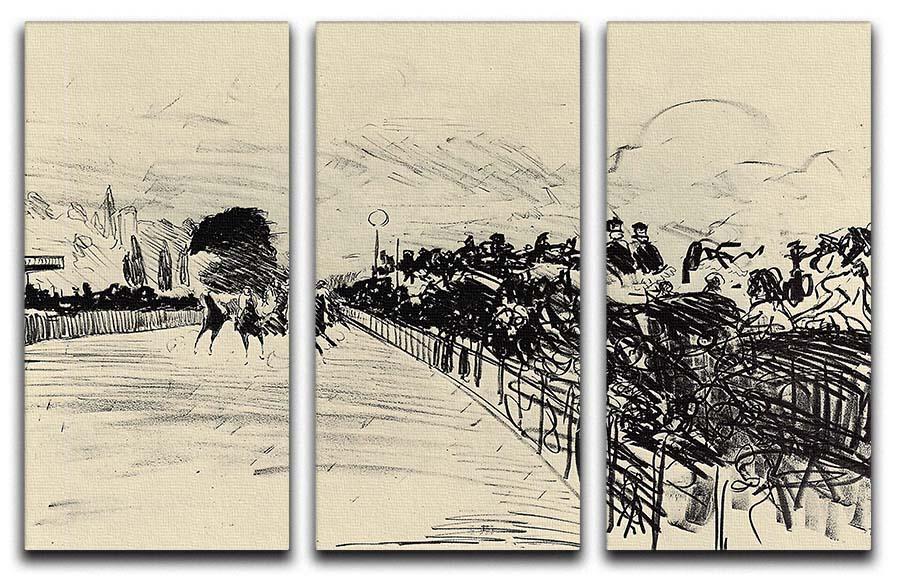 Horse racing by Manet 3 Split Panel Canvas Print - Canvas Art Rocks - 1