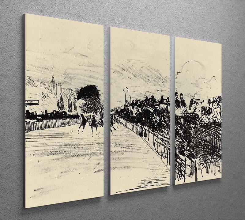 Horse racing by Manet 3 Split Panel Canvas Print - Canvas Art Rocks - 2