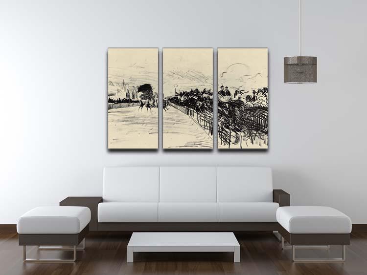 Horse racing by Manet 3 Split Panel Canvas Print - Canvas Art Rocks - 3