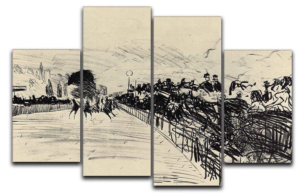 Horse racing by Manet 4 Split Panel Canvas  - Canvas Art Rocks - 1