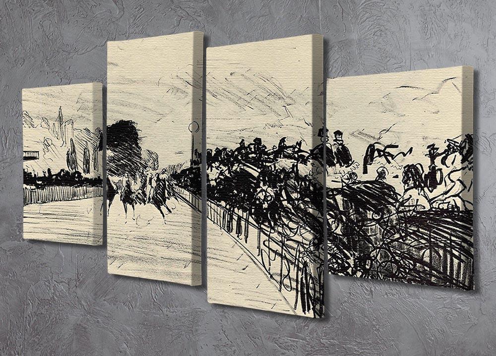 Horse racing by Manet 4 Split Panel Canvas - Canvas Art Rocks - 2