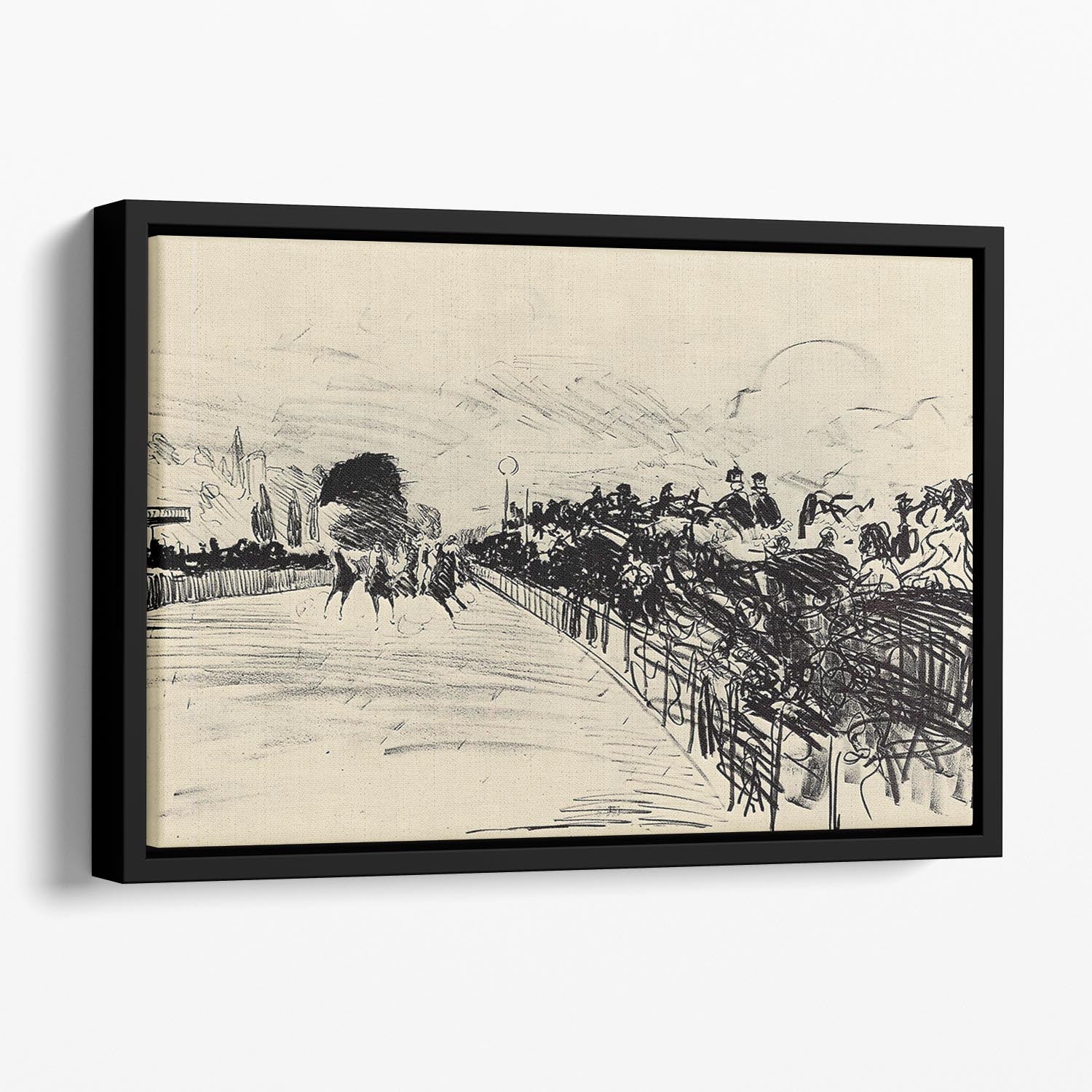 Horse racing by Manet Floating Framed Canvas