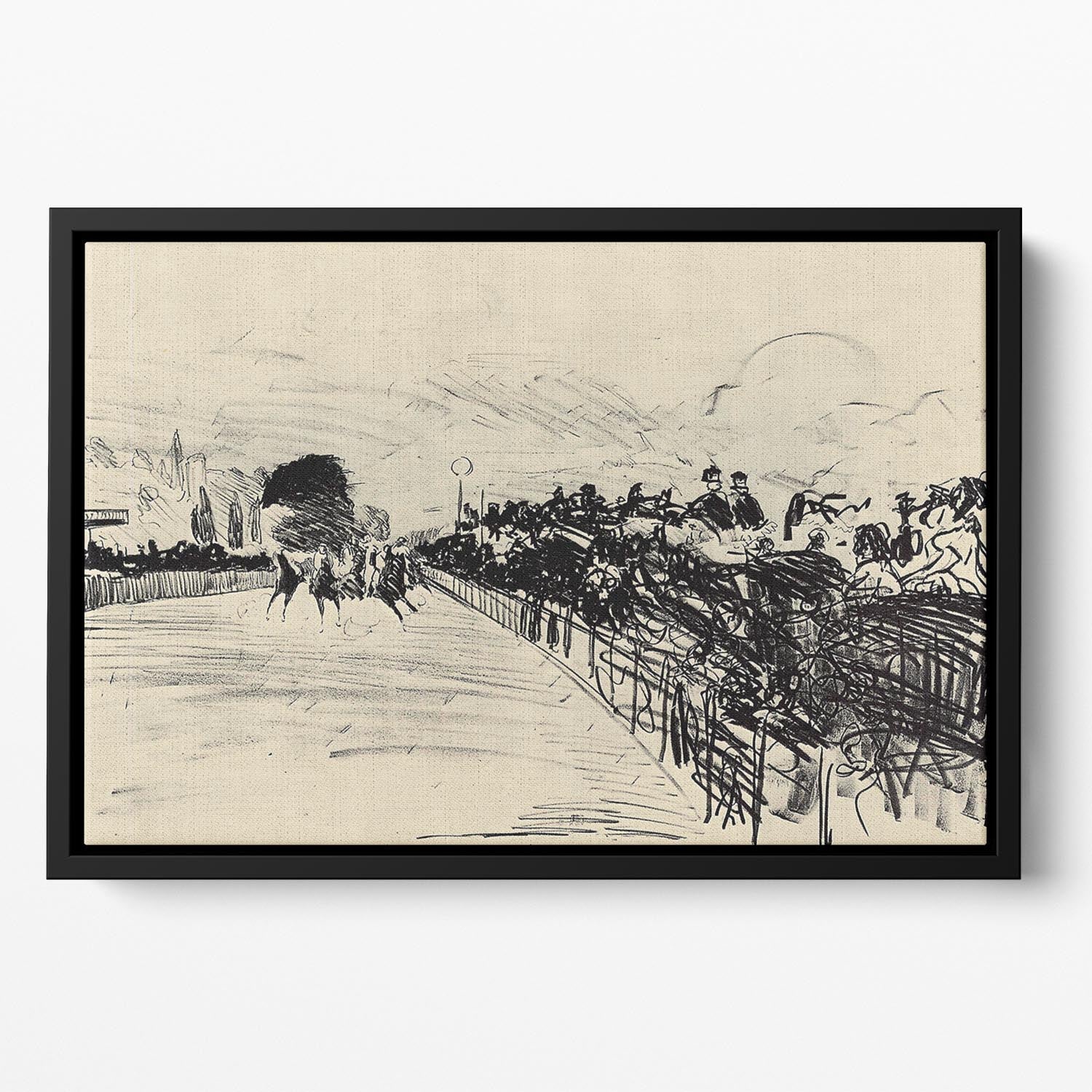 Horse racing by Manet Floating Framed Canvas