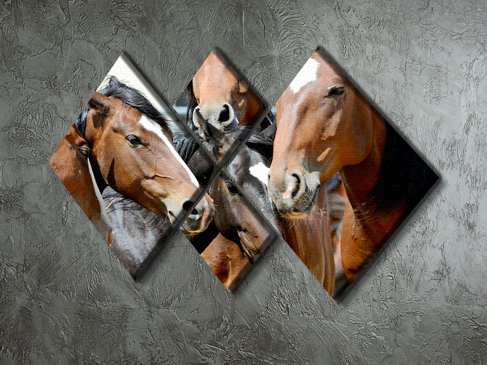 Horses 4 Square Multi Panel Canvas - Canvas Art Rocks - 2