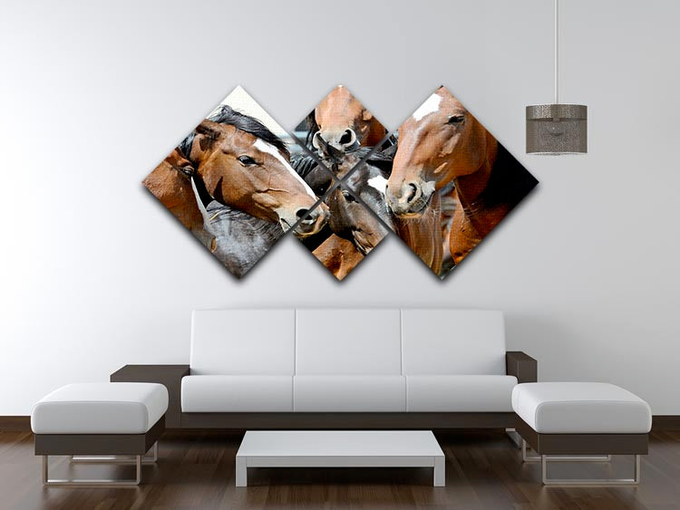 Horses 4 Square Multi Panel Canvas - Canvas Art Rocks - 3