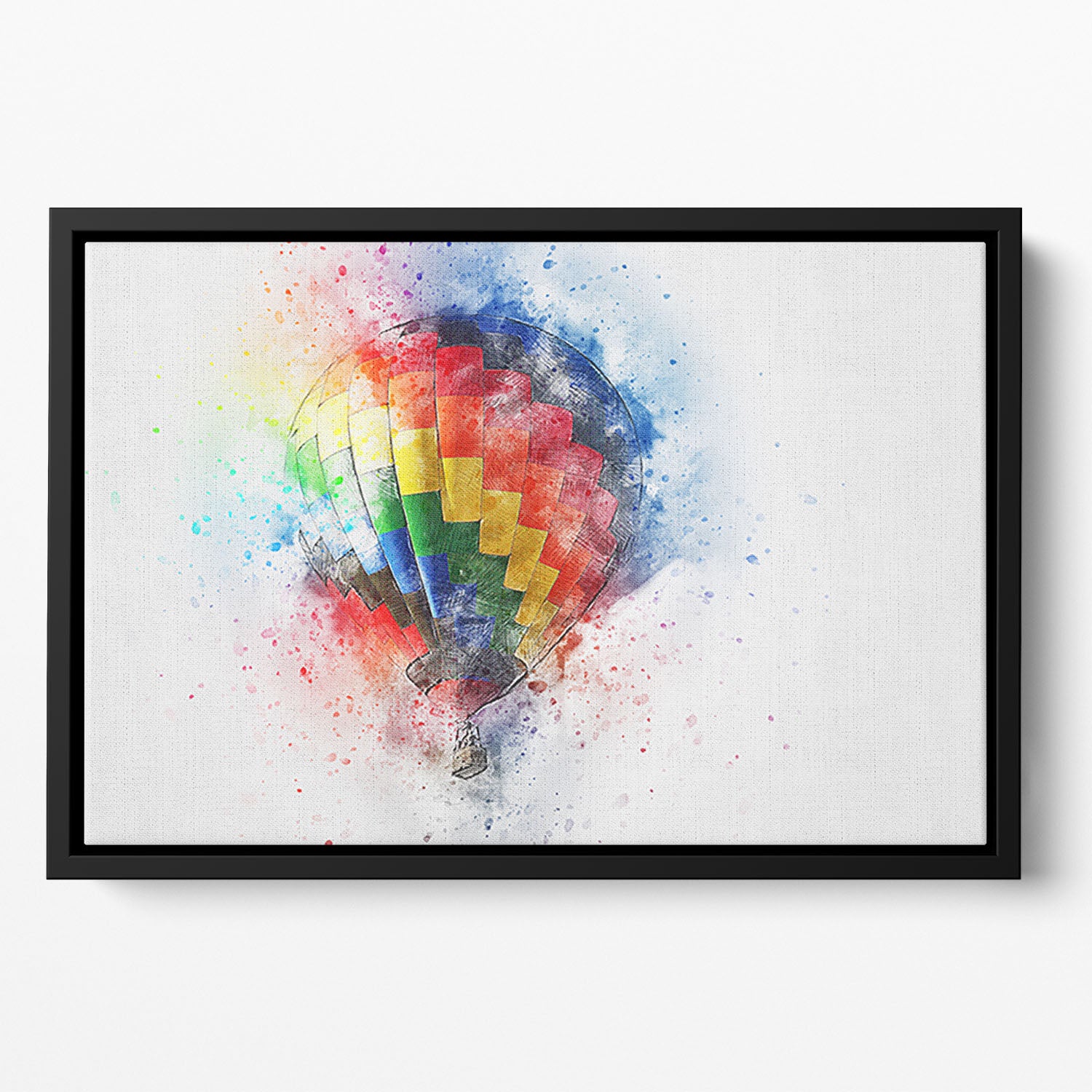 Hot Air Ballon Splash Floating Framed Canvas