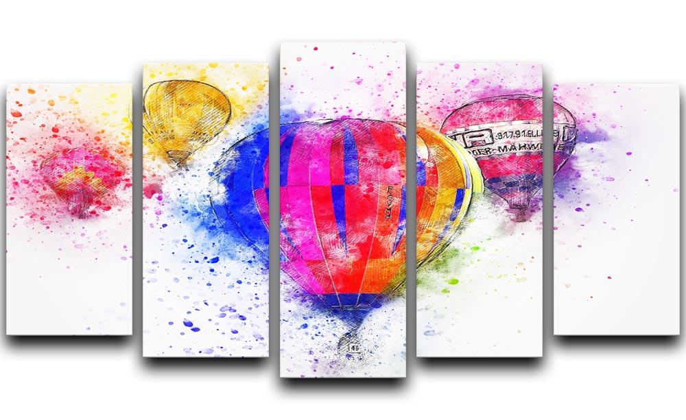 Hot Air Ballon Splash Version 2 5 Split Panel Canvas  - Canvas Art Rocks - 1