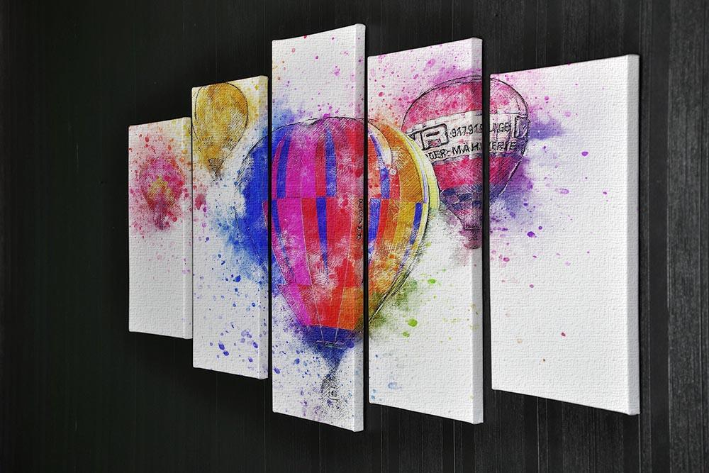 Hot Air Ballon Splash Version 2 5 Split Panel Canvas - Canvas Art Rocks - 2