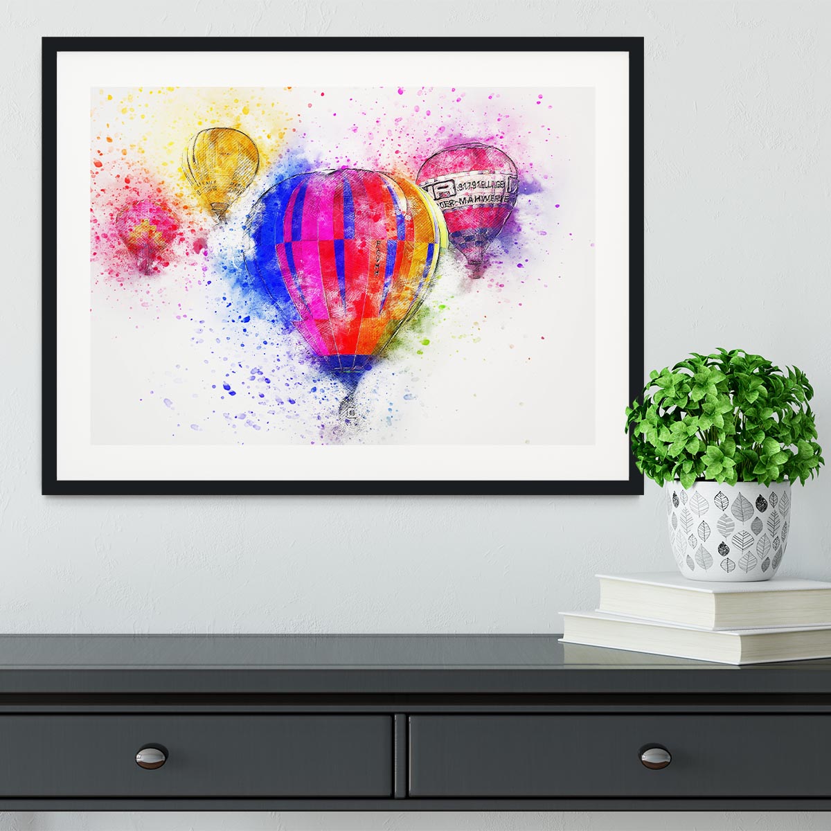 Hot Air Ballon Splash Version 2 Framed Print - Canvas Art Rocks - 1
