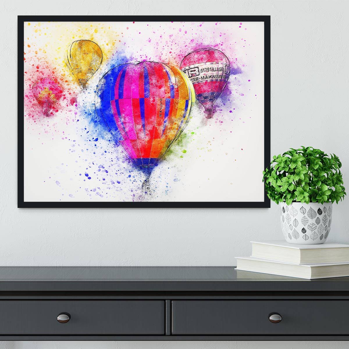 Hot Air Ballon Splash Version 2 Framed Print - Canvas Art Rocks - 2