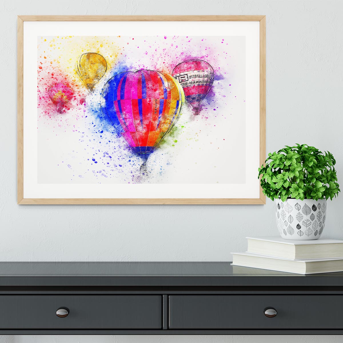 Hot Air Ballon Splash Version 2 Framed Print - Canvas Art Rocks - 3
