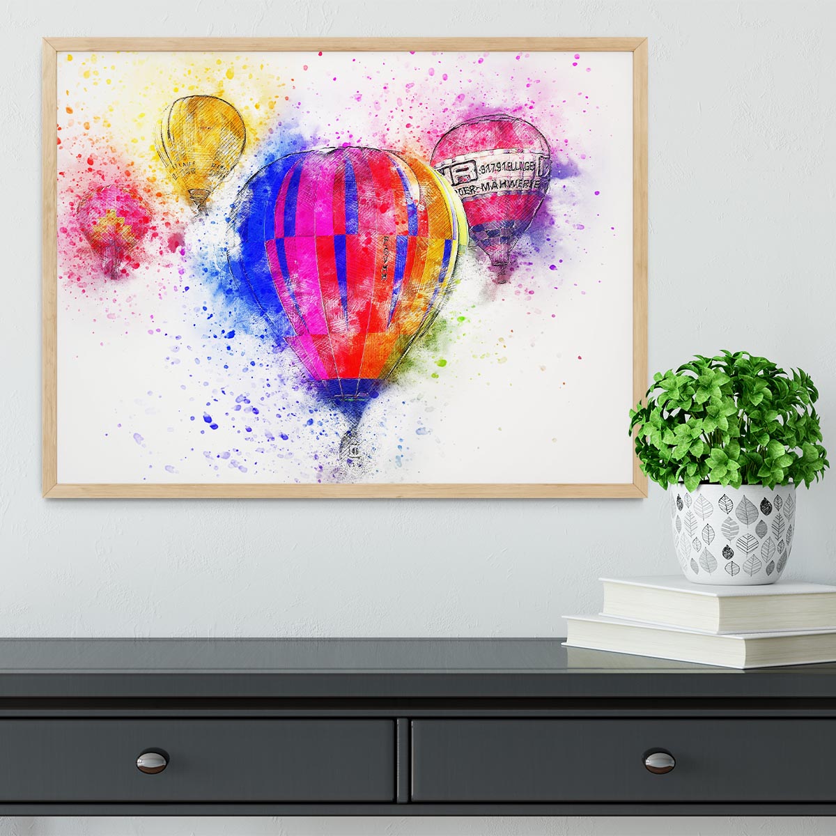 Hot Air Ballon Splash Version 2 Framed Print - Canvas Art Rocks - 4